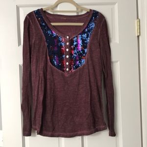 FREE PEOPLE SEQUIN LONG SLEEVE